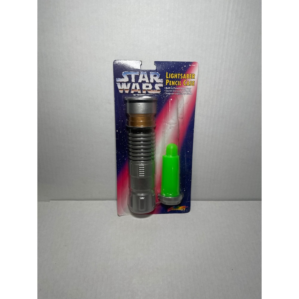 Vintage 1997 RoseArt Star Wars Lightsaber Pencil Case Green Blade New 1669